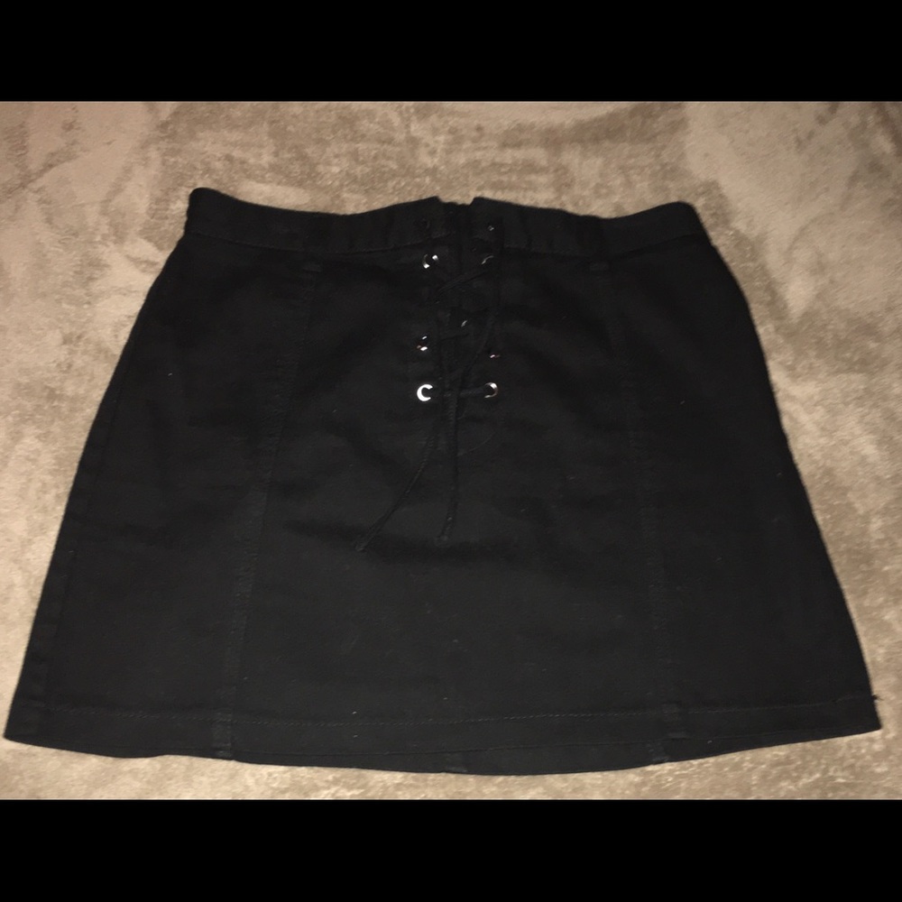 Black denim skirt